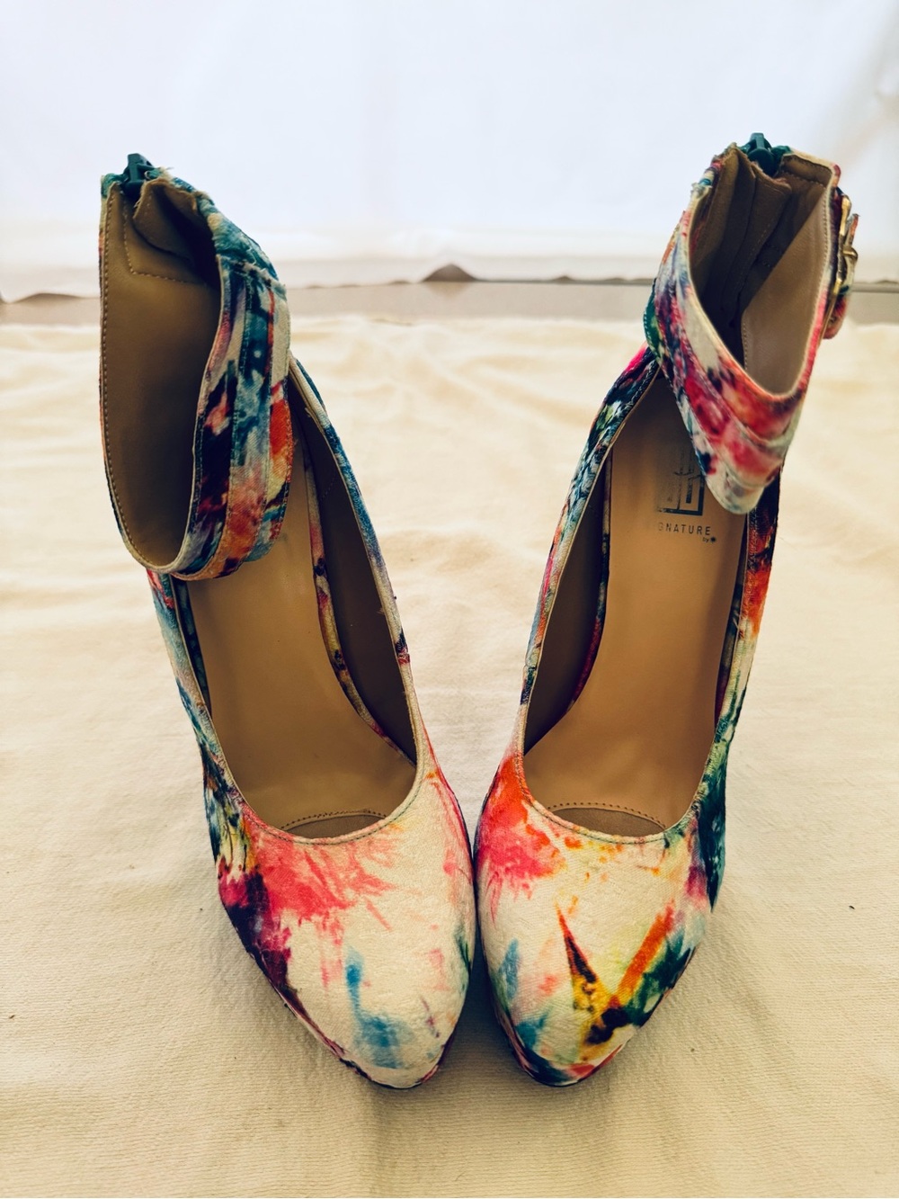 Signature Colorful Tie-Dye Ankle-Strap Pumps